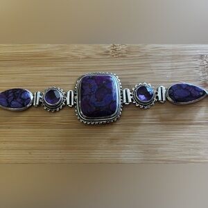 Purple Copper Turquoise and Amethyst Custom Bracelet